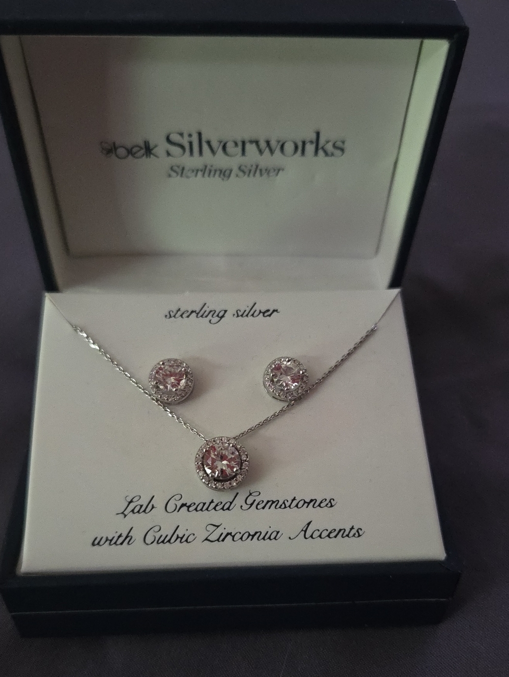 Sterling Silver Cubic Zirconia Necklace & Earrings Set